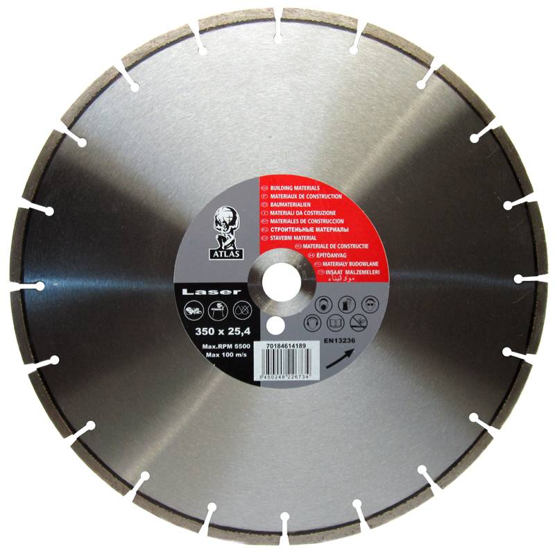 Алмазный диск 350х2.8х25.4 мм ATLAS LASER для строительных материалов
