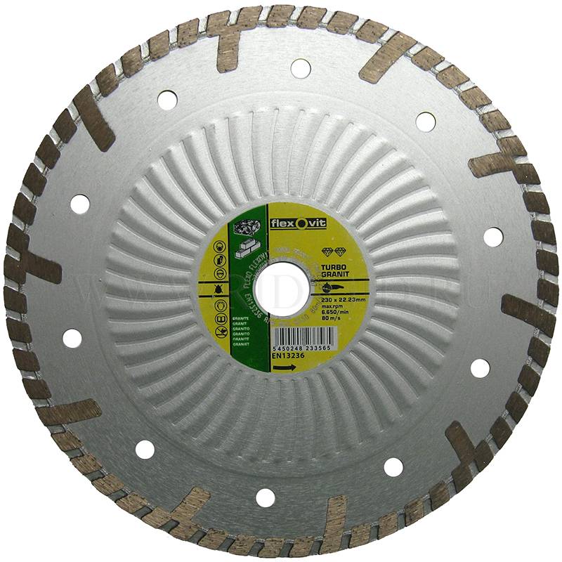 Алмазный диск 230*22.23 мм по граниту Flexovit Turbo Granit